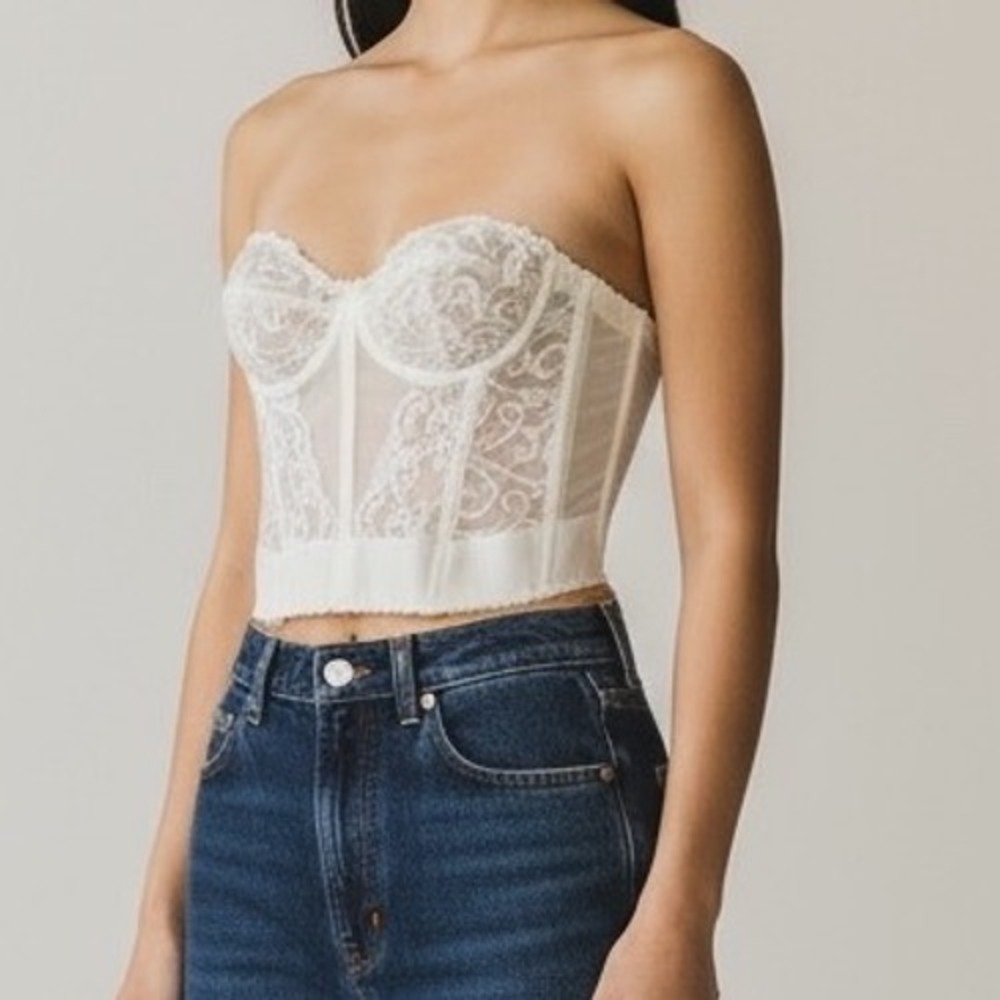 VTG Goddess Corset Bustier underwire Boning Victorian Lace 36B Lingerie bridal